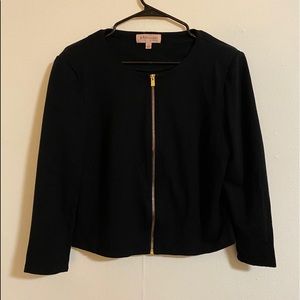 Black Philosophy 3/4 Cropped Zipper Jacket